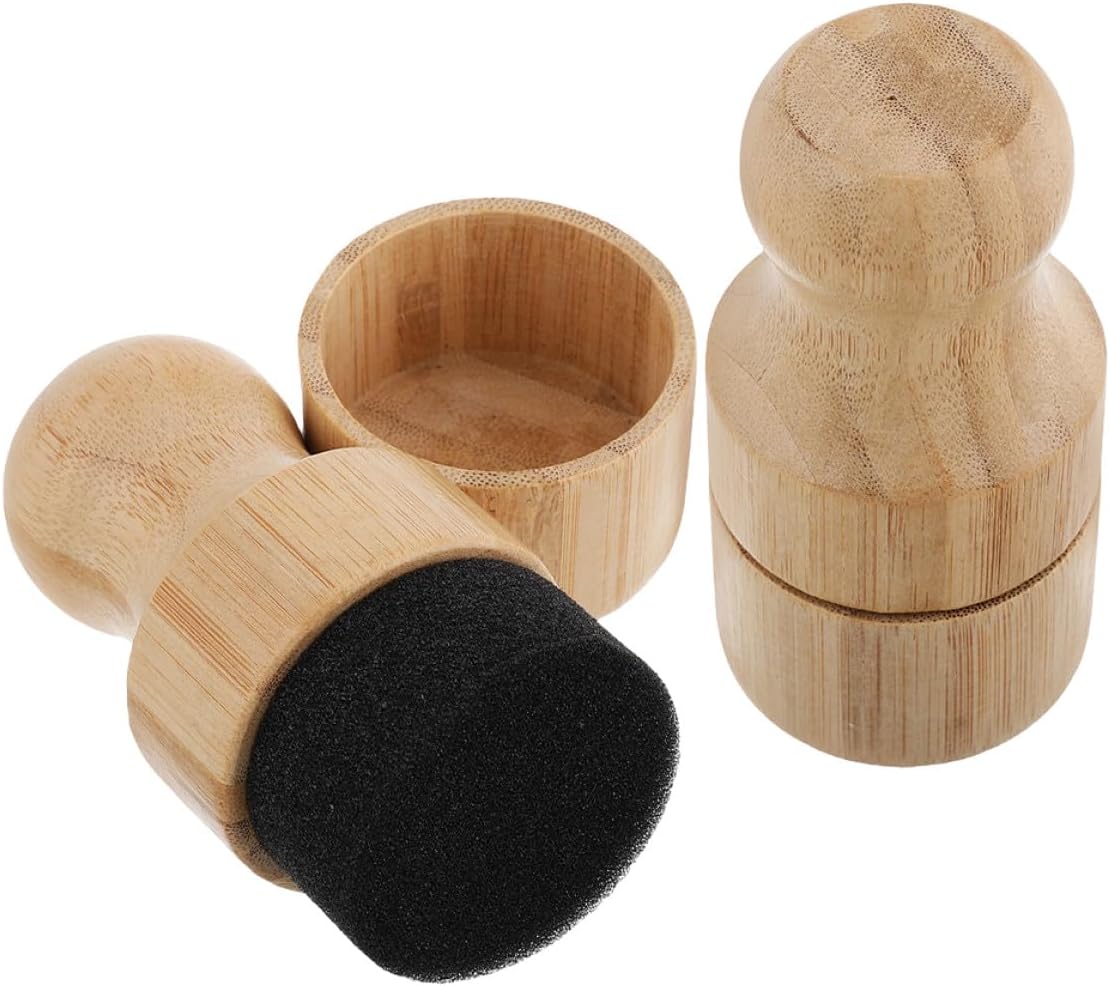 4pcs Bamboo Oil Wax Applicator Set for Cutting Board and Butcher Block Maintenance – Sponge and Brush with Lid, Kitchen Wooden Oiling Tool for Spoon and Countertop Care
