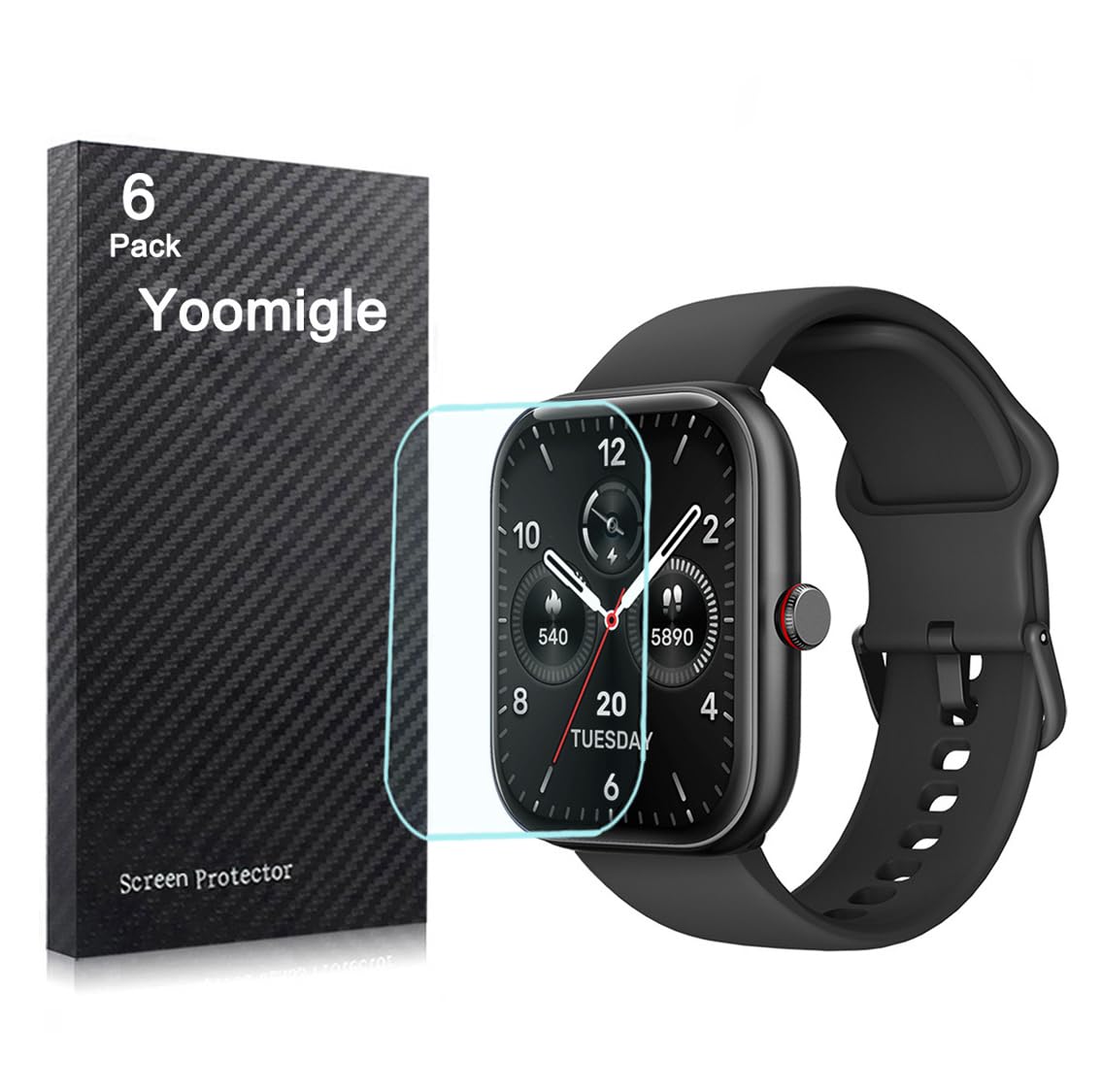 Yoomigle6 Pack Compatible with Yoever IDW20 1.91'' Smart Watch Screen Protector Film Compatible for TOOBUR IDW20 1.91 Inch Smartwatch Screen Protectors Foils Cover Crystal Clear HD Anti-Scratch