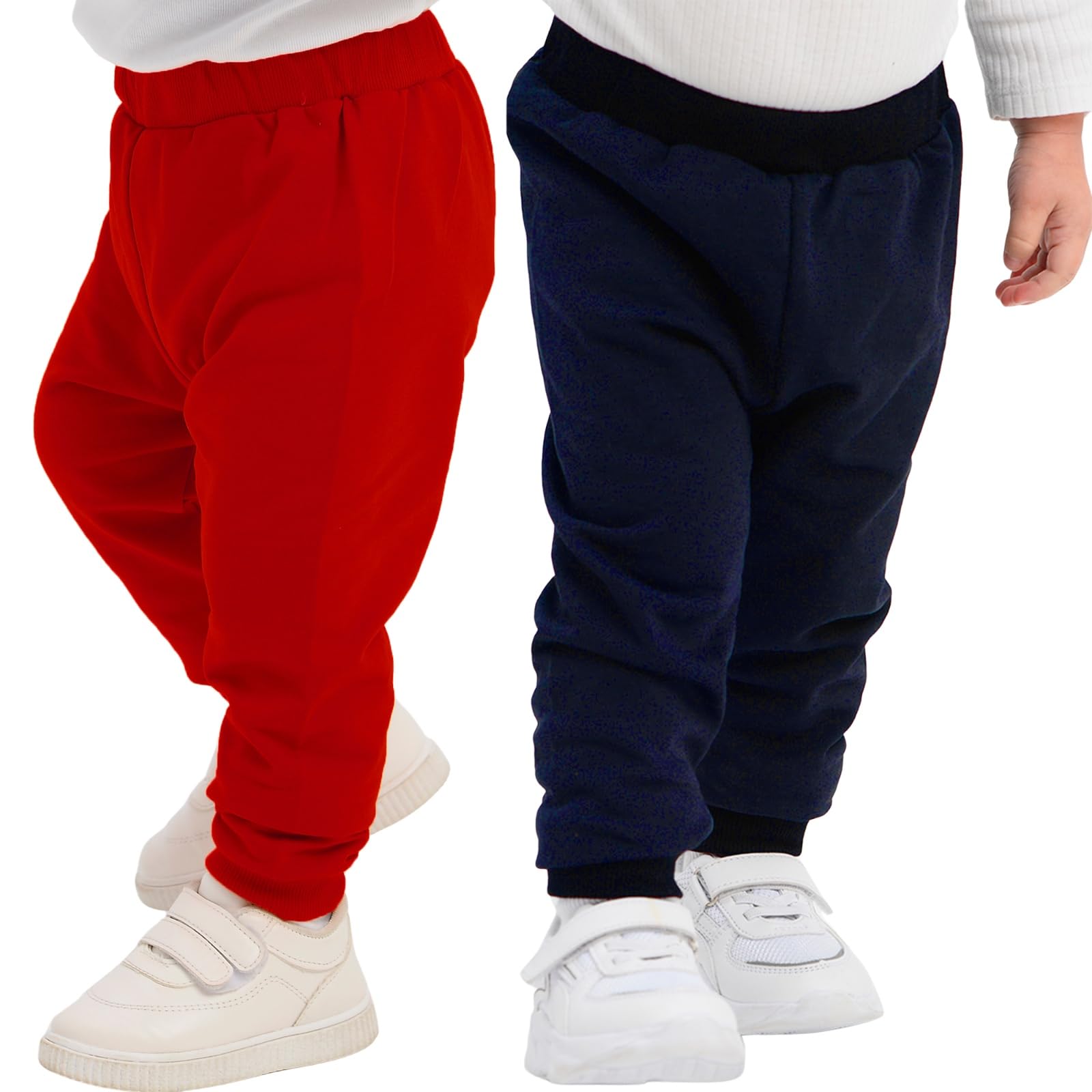 Pantaloni da bambino in 100% cotone, confezione da 2 pezzi, casual, morbidi e confortevoli, per ragazzi e ragazze