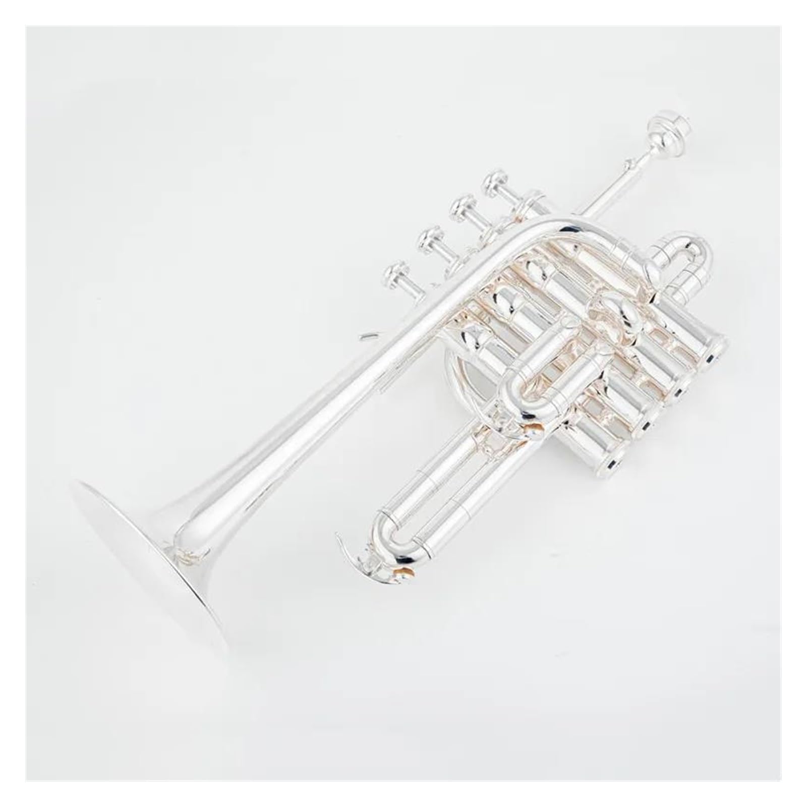 Trompeten für Anfänger Professionelle Hochtrompete Bb Piccolo Trompete Messing Gold Silber Lackoberfläche Trompete (Color : Silver)