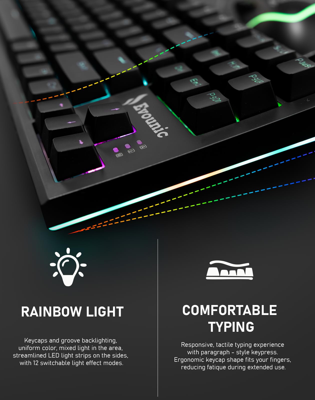 Tastiera meccanica da gioco RGB, 87 tasti, design TKL, retroilluminata con diverse modalità di illuminazione, cavo USB, tempo di risposta rapido per PC, laptop, console di gioco