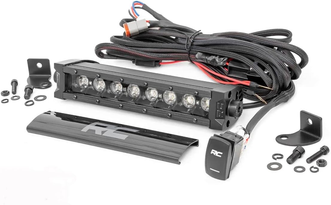 Rough Country 8" Black Series Single Row LED Light Bar | White DRL - 70718BLDRL