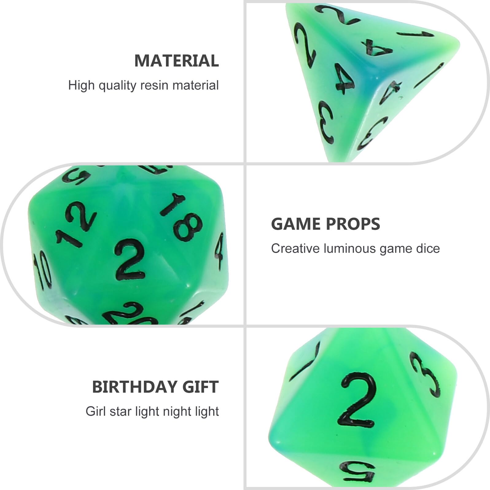 GALPADA 7pièces Dés Polyédriques pour Jeux de Société Lot de Dés Lumineux Portables Plusieurs Faces