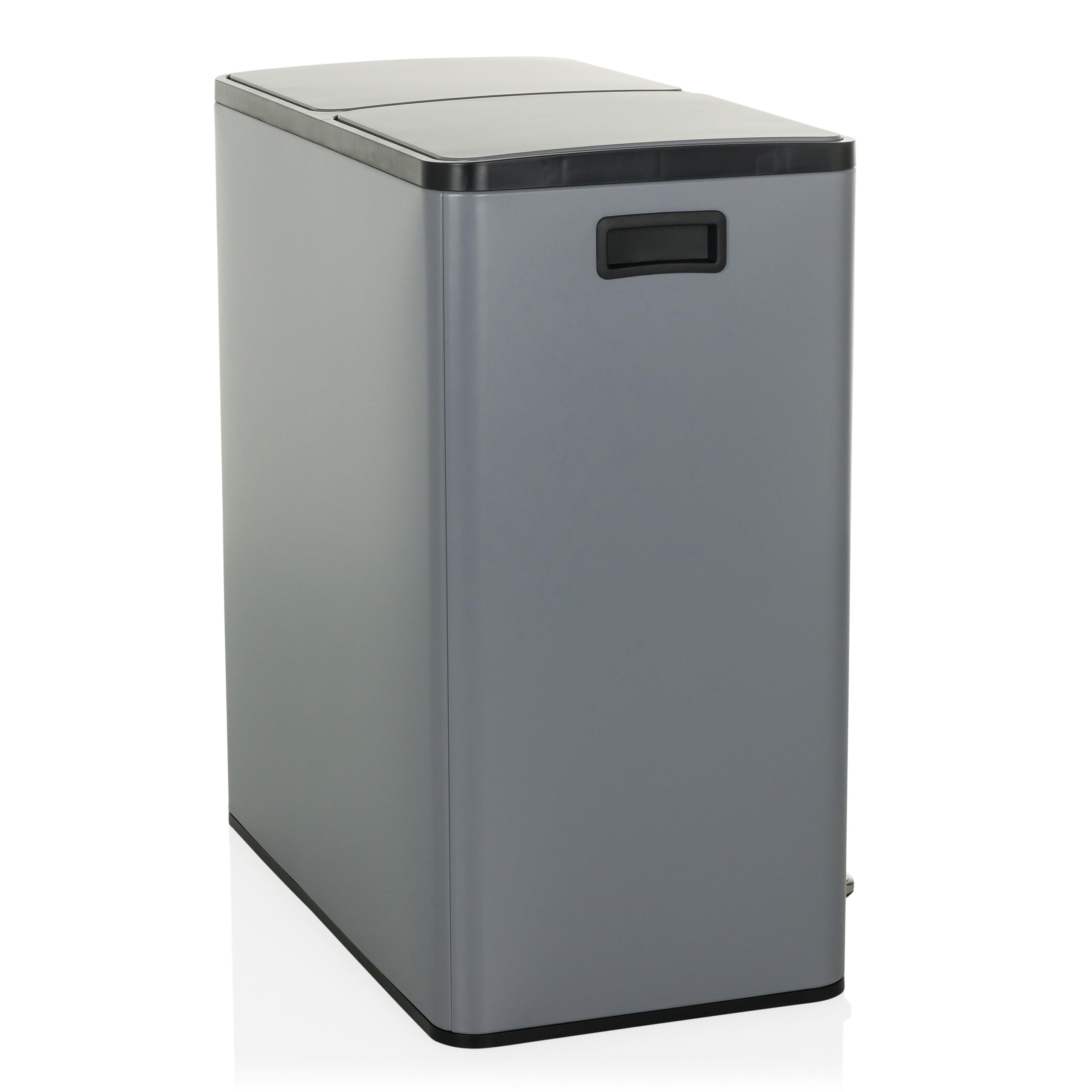 OFFICE Pattumiera 2 x 30 l, acciaio CLEAN XIII, sistema raccolta differenziata, chiusura morbida, pattumiera pedale 2 scomparti, grigio