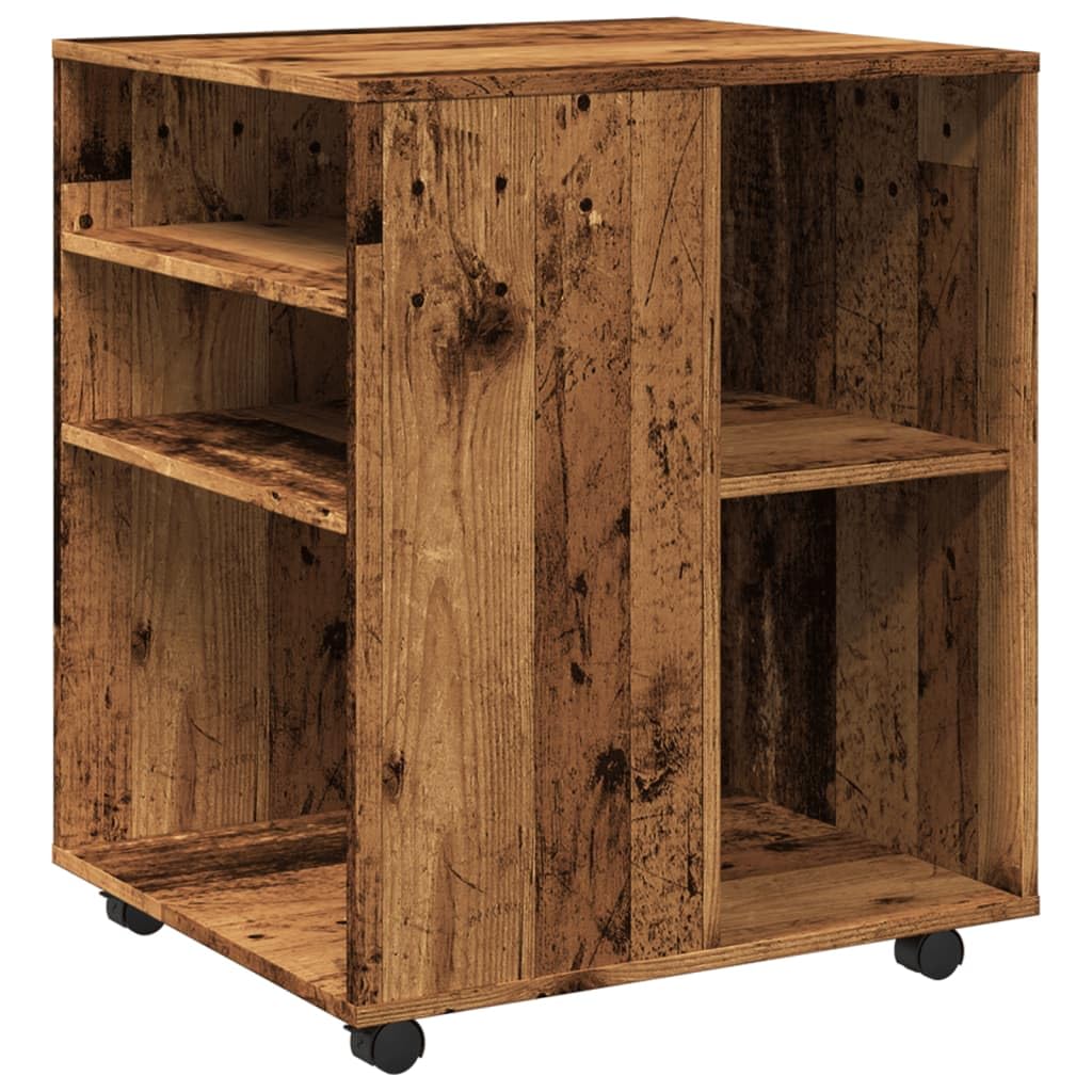 Brokky Armadietto con Ruote Legno Antico 60x53x72cm in Truciolato-Carrello Porta Stampante,Mobiletto con Ruote,Supporto per Stampante in Legno,Classificatore per Documenti per Studio,Ufficio