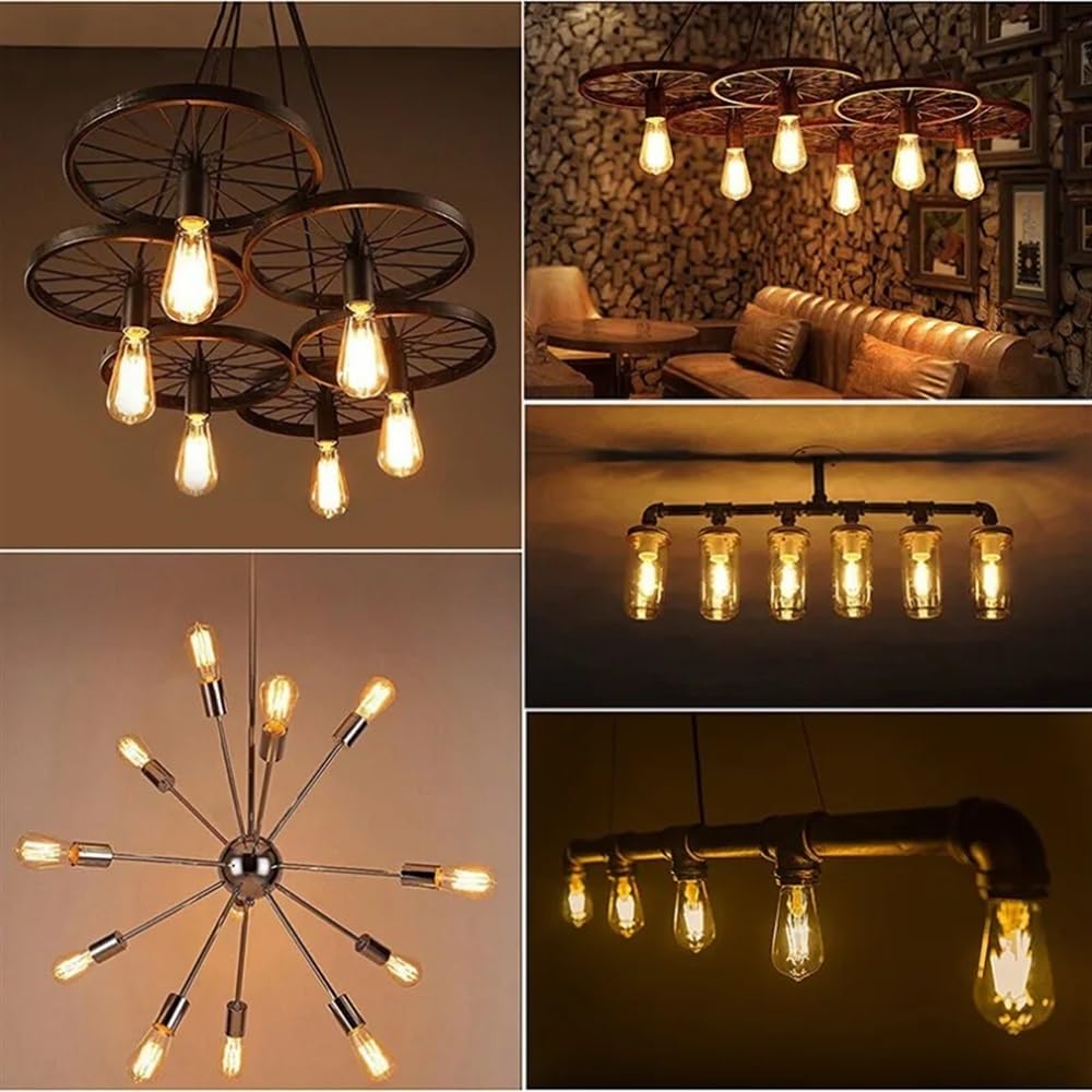 1fortunate Paquete de 30 bombillas de filamento LED AC220V E27 ST64 4W/6W/8W lámpara Retro Edison luz antigua Vintage(6W)