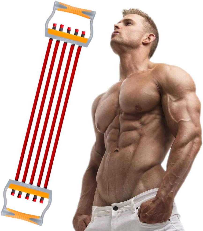 TOCO FREIDO Chest Expander, 5 Tubes Ajustable Arm Strength Trainer, Exercise Resistance Bands for Home Fitness Muscle Training (50lbs) : Sports & Outdoors