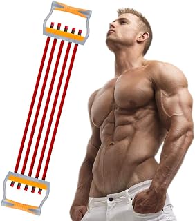 TOCO FREIDO Chest Expander | Arm Training, 5 Tubes Ajustable Arm Strength Trainer, Exercise Resistance Bands for Home Fitness Muscle Training Body Building