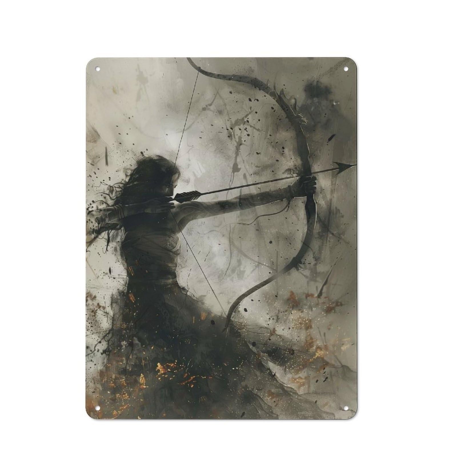 Kitchen Metal Sign with Shadow Archers Focus Design 40x30cm, Vintage Cafe Wall Decor for Restaurant, Kitchen, Counter Or Breakfast Nook