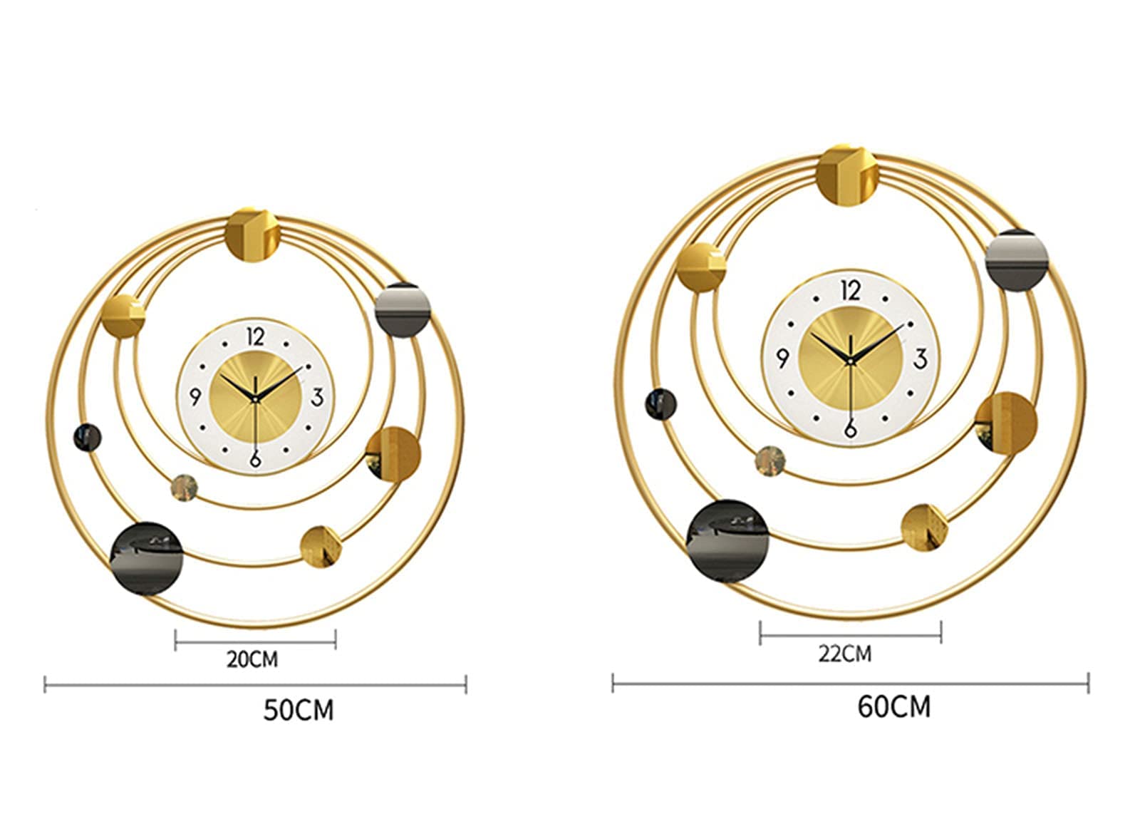 Horloge Murale Artistique Ronde en Fer Forgé, 50 Cm, Silencieuse, À Quartz, Idéale pour La Décoration Intérieure des Chambres D'Hôtel Et des Salons.,A-50CM