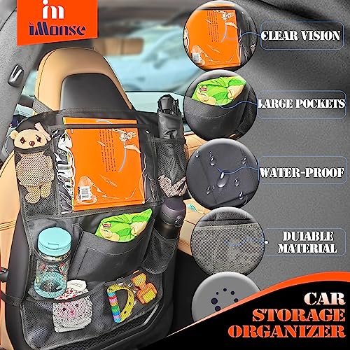 Image of Car Backseat Organizer Waterproof and Durable Car Seat Organizer, baby travel essential with 9 Storage Pockets 2 Pack, Black