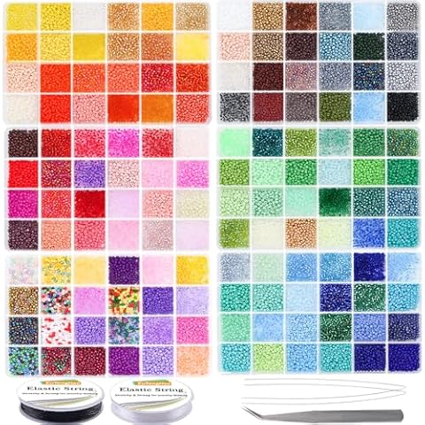EuTengHao 3mm Glass Seed Beads for Bracelet Making Kit, 8/0 Small Craft Beads for Bracelet Necklaces Crafting Jewelry Making Supplies (36000Pcs,144 Colors) Cover