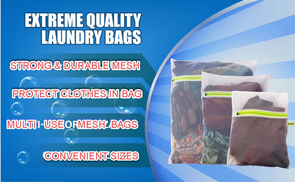 Image of Mesh Laundry Washing Bags With Premium Rust Free Zippers, Washing Bags For Laundry, Blouse, Bra, Hosiery, Lingerie, Stocking, Jeans (4, Set of 4-2L+2XL)
