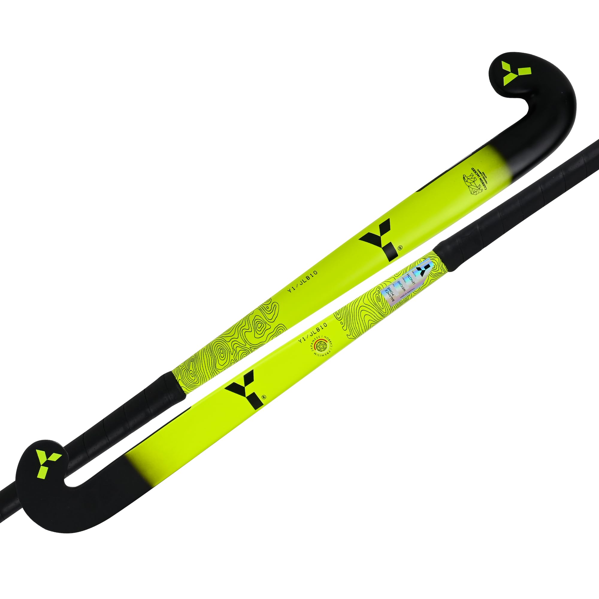 Y 1 palo de hockey, JLB, palo de hockey junior, 10% carbono, 90% fibra de vidrio, forma de arco bajo, palo de hockey junior, palo de hockey para niños, palo de hockey para niñas, 34