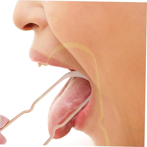 Miniatura 4 de Healifty 1 raspador de lengua de cobre puro, limpiador de lengua de cobre, herramienta de limpieza de lengua, espátula de metal, enjuague bucal de