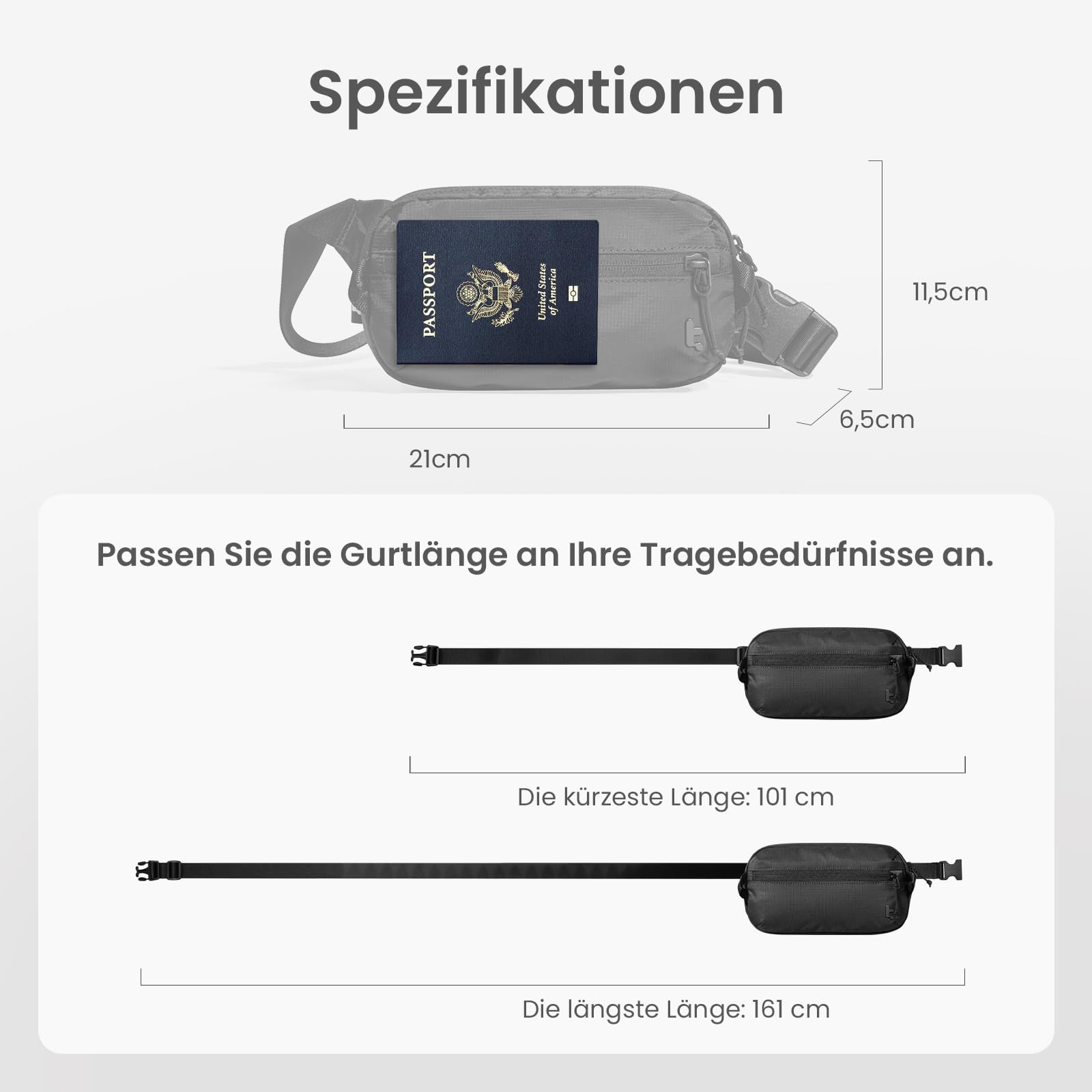 tomtoc 1,5 Liter Sling Bag mit RFID Schutz, Anti Diebstahl Bauchtasche Umhängetasche Schultertasche Crossbody Bag für Herren Damen, Spritzwassergeschützt Leicht Brusttasche für Alltag Reise, Schwarz