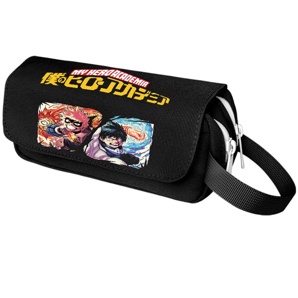 Zhongkaihua My Hero Academia Pencil Case Anime Midoriya Izuku/Todoroki Shouto Large Capacity Stationery Box Pencil Case Double Canvas Pen Pouch for Unisex Student Gift