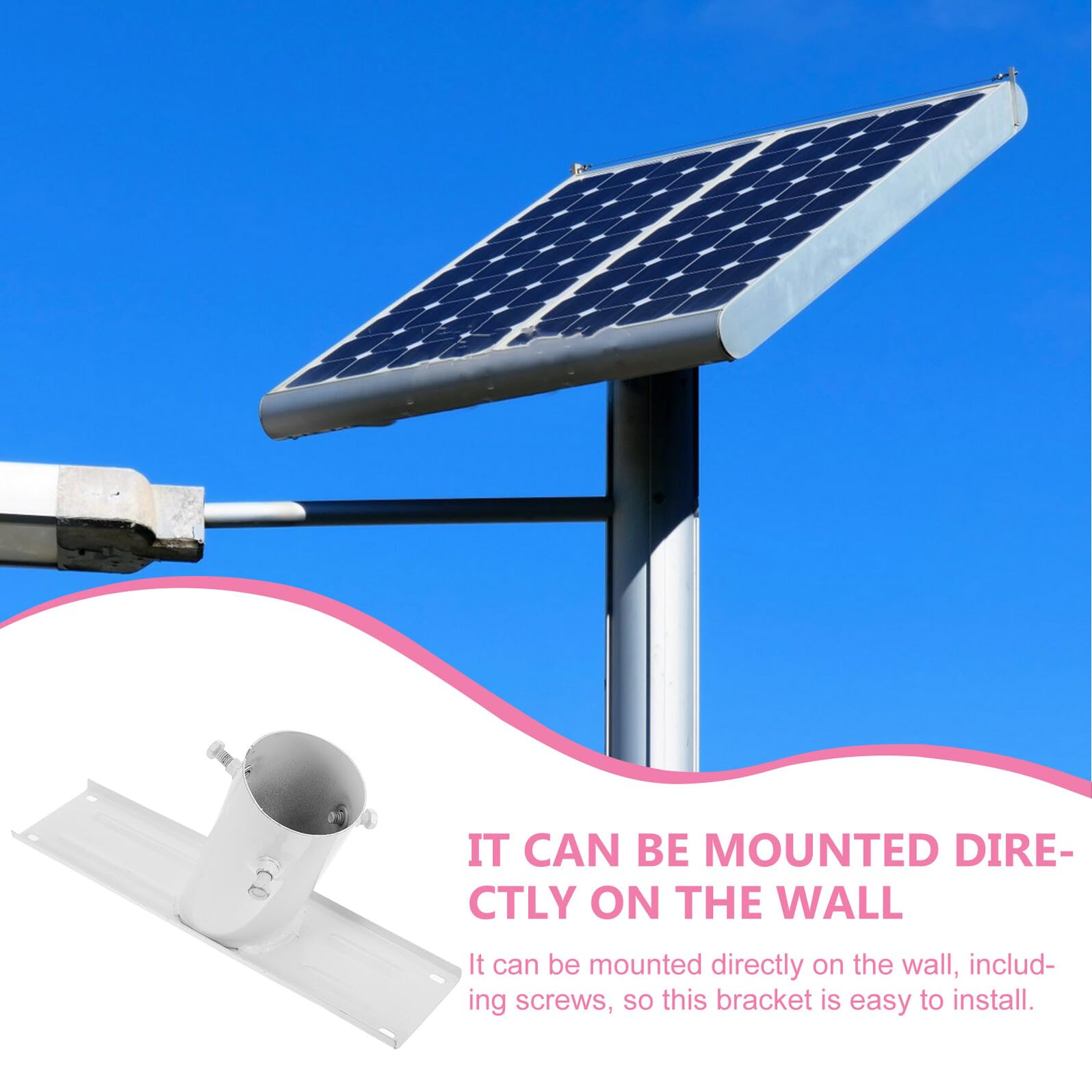 ifundom Soporte Ajustable para Panel Solar Exterior Montaje Resistente para Luces Solares Estructura Metálica Duradera para Placas Solares de Kit con Tornillos para Farolas y Alumbrado
