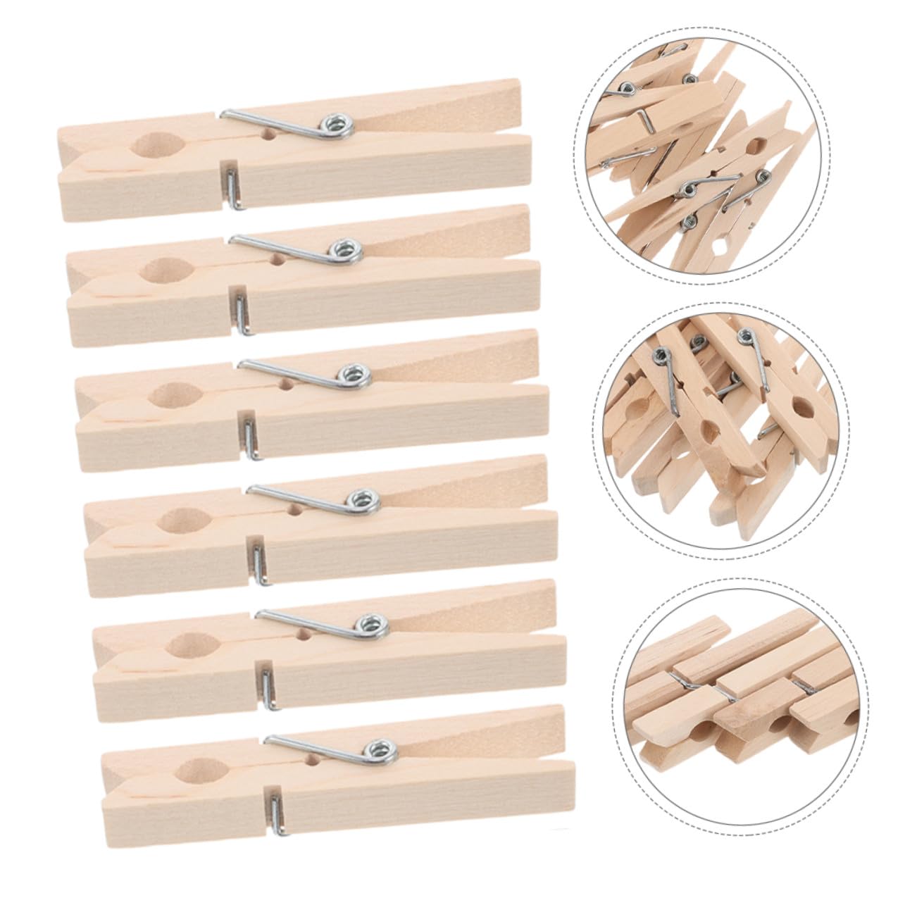 70 Piezas Pinzas de Madera Naturales para Colgar Ropa y Manualidades Clips Resistentes al Viento para Calcetines Toallas Fotos y Notas de Unidades Diseño Compacto y Acabado sin