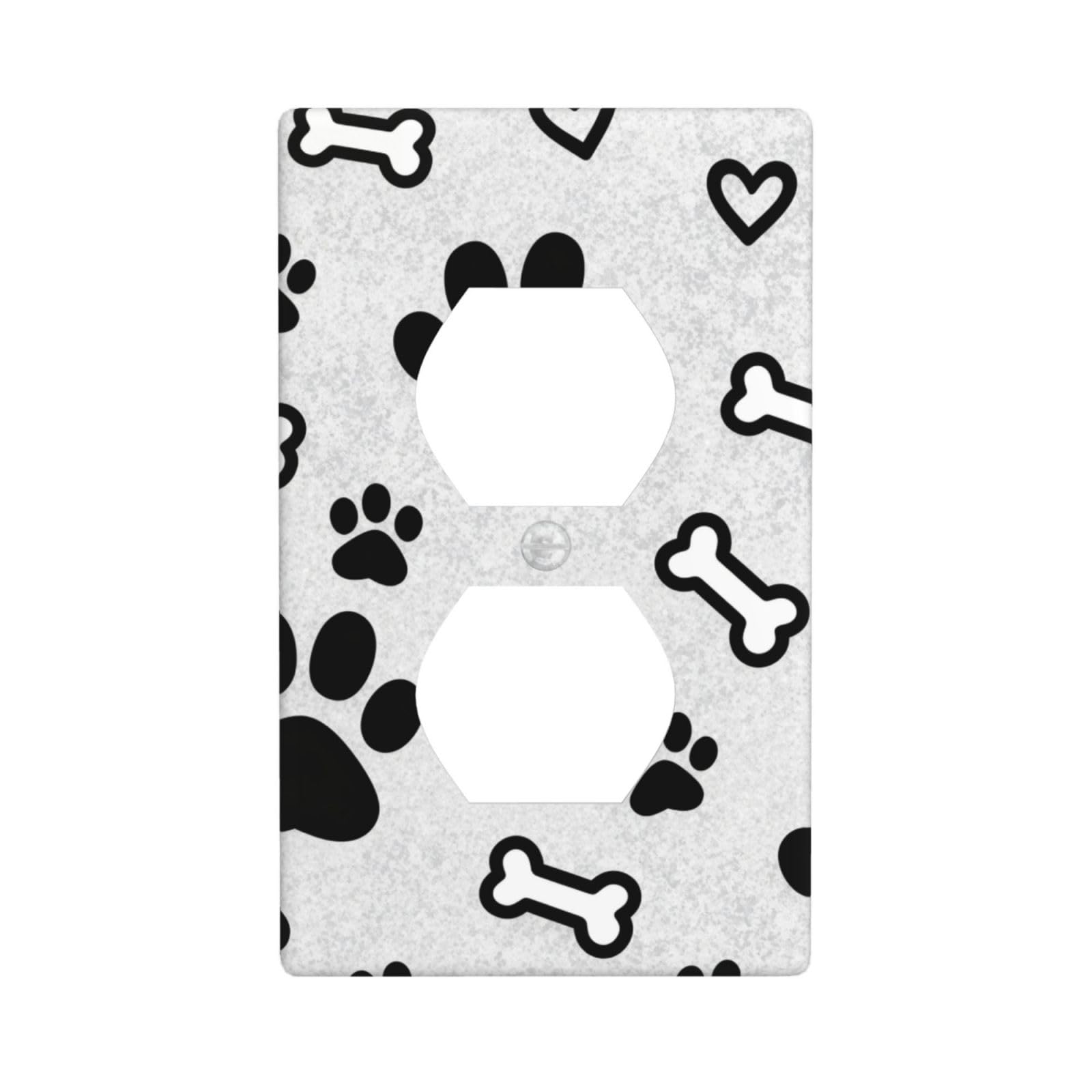 Bones and Dog Paws Decorative Switch Plate Cover-Unbreakable Polycarbonate Wall Plate for Home Office, 1 Gang with Screws