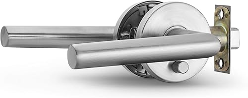 Miniatura 4 de Berlin Modisch Manija de privacidad para puerta, elegante, redonda, fácil de abrir, juego de manijas de bloqueo para dormitorio o baño reversible