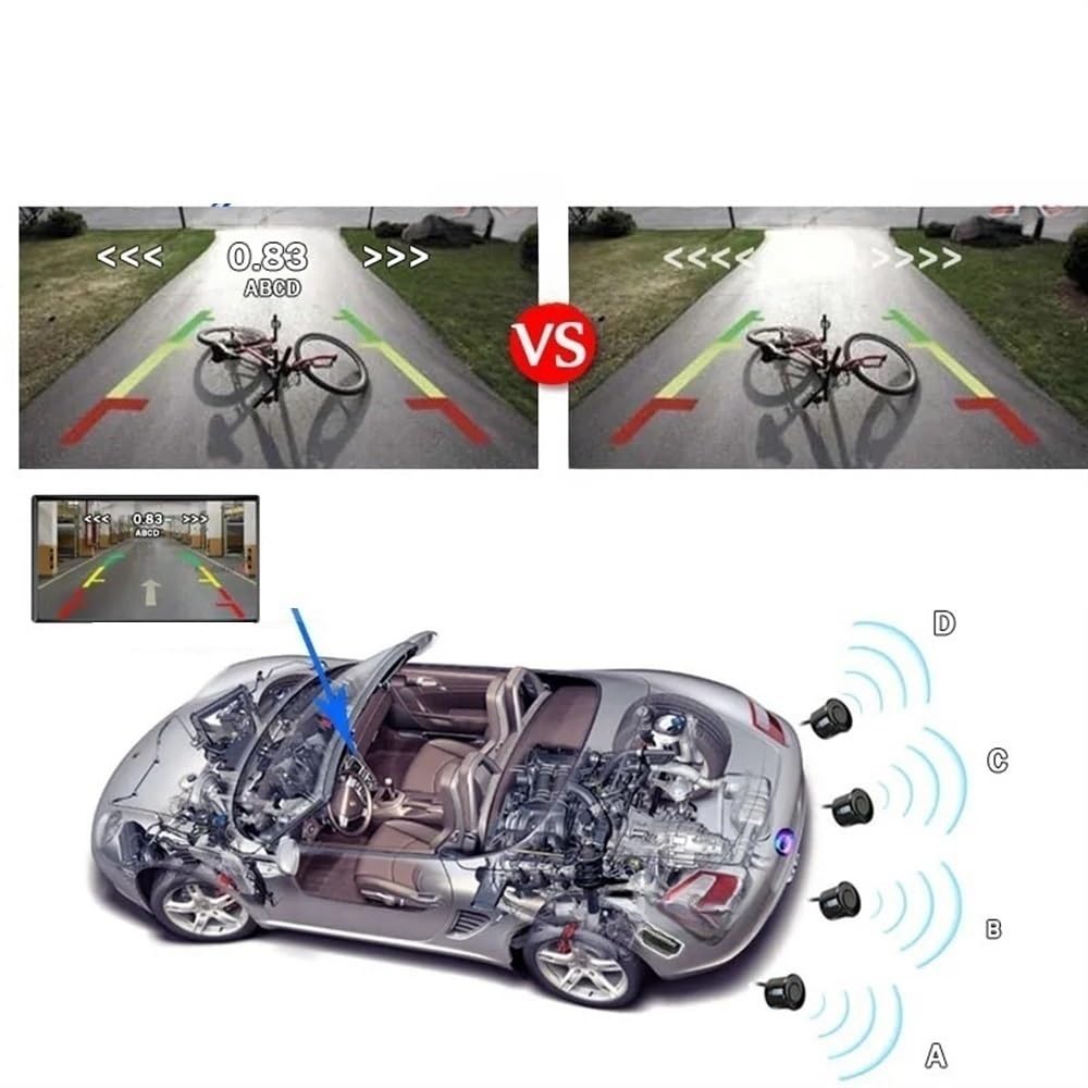 Avisador Marcha sensores Coche todo en uno vídeo Radar inverso conexión del Monitor del coche y cámara visión trasera Sensor ayuda para aparcamiento