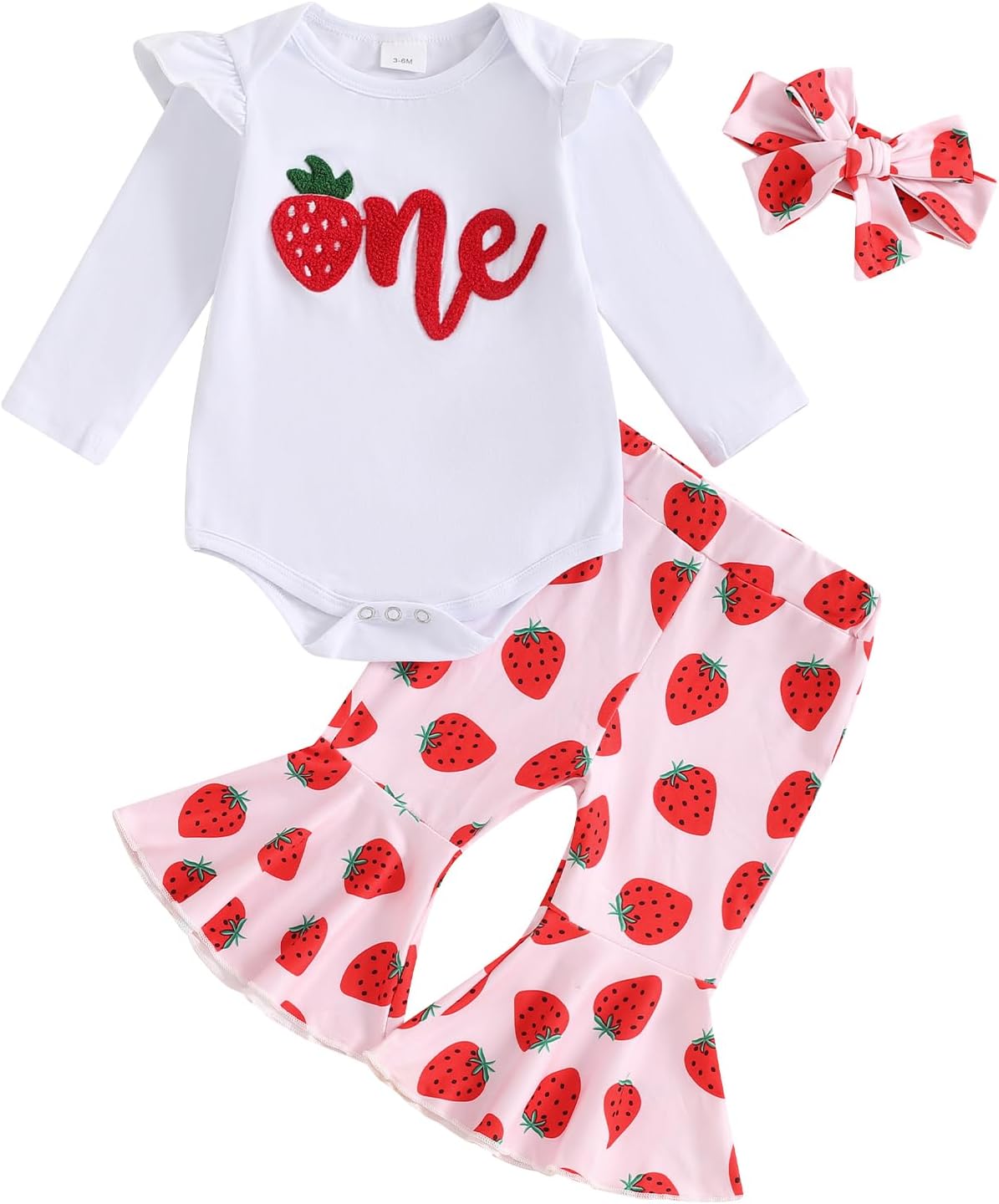 1st 2nd Birthday Outfit Girl Infant Summer Clothes Letter Bow Print Short Sleeve Romper Flare Pants Headband Set