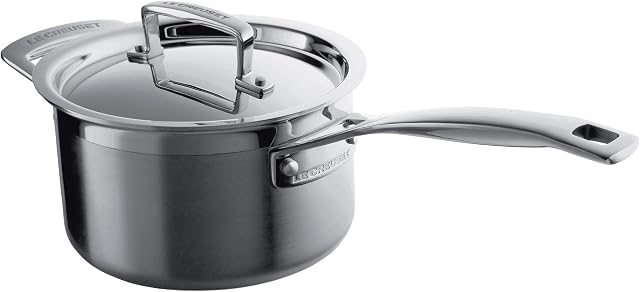 Le Creuset 3-Ply Stainless Steel Saucepan with Lid, 18 x 11.1 cm