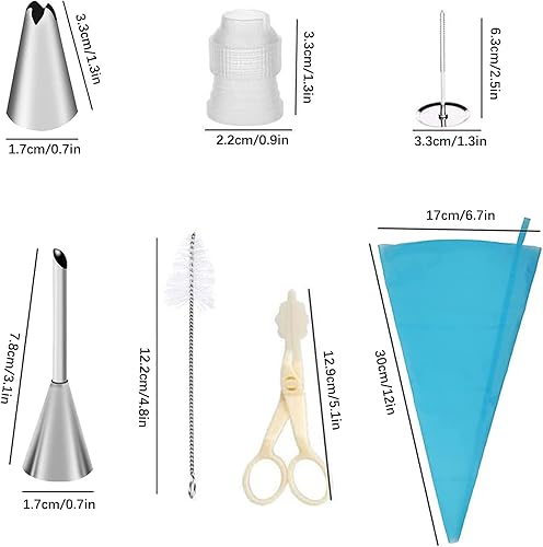 Miniatura 6 de Juego de 75 bolsas y puntas de Nifogo para hornear, bolsas de pastelería y puntas de tuberías rusas, suministros para hornear para decoración de