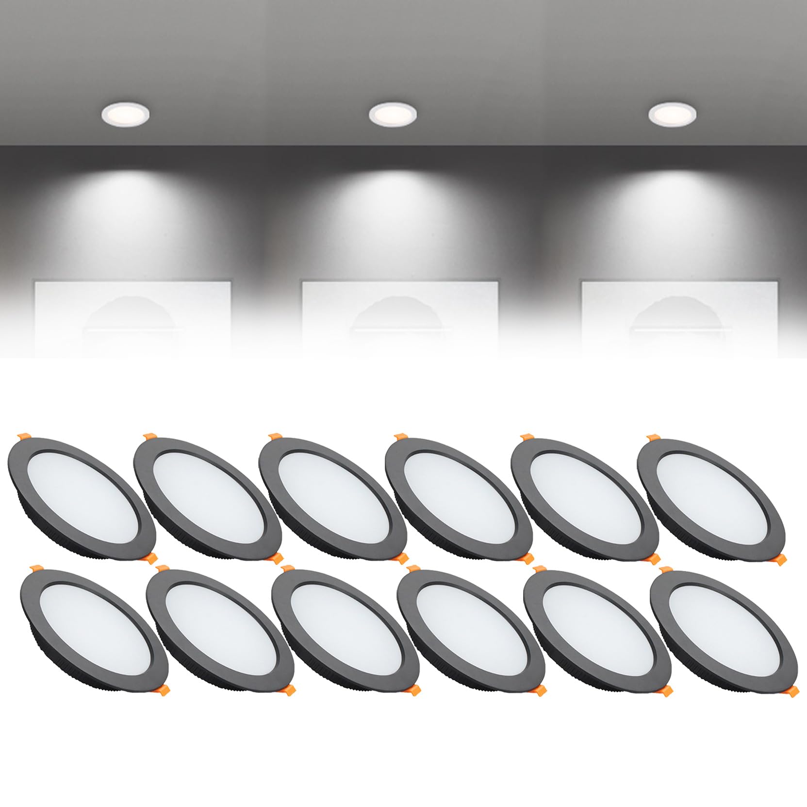 Syibelters 21W LED Recessed Ceiling Lights 180mm Cold White 6000K 21W 240LM, Cut Φ160-170mm, AC110-240V Ultra Slim Downlights, LED Panel Light for Living Room Hallway, 12 Pack
