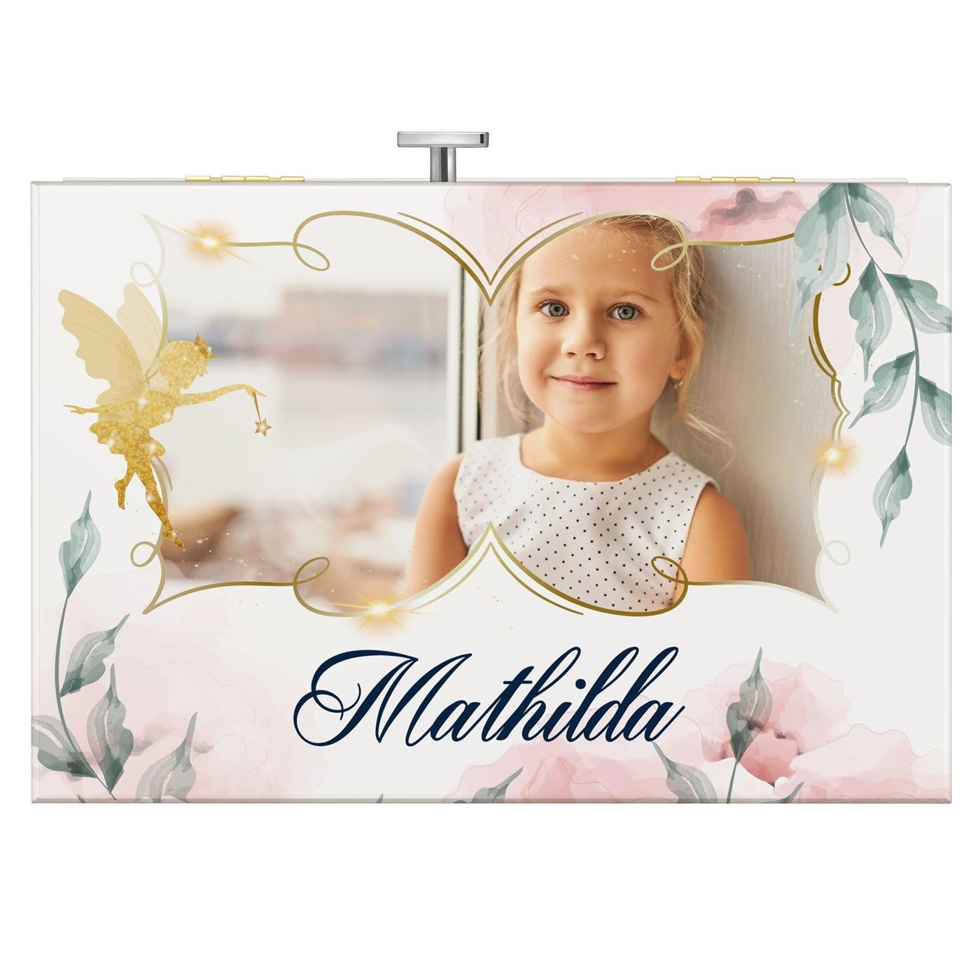 Maverton personalisierte Musik Schmuckdose mit Aufzieh-Spieluhr - Schmuckkästchen Ballerina - Musikspieldose für Mädchen zur Geburt - zum Geburtstag - zu Weihnachten - mit Schublade - Elfe