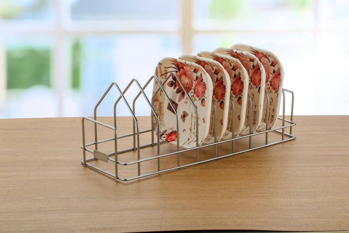 XVIA Foldable Dish Drying Rack for Kitchen - Stainless Steel Dish Holder - Space Saving Compact Multi-Tier Organizer for Plates Utensils Bowls (Triangle)