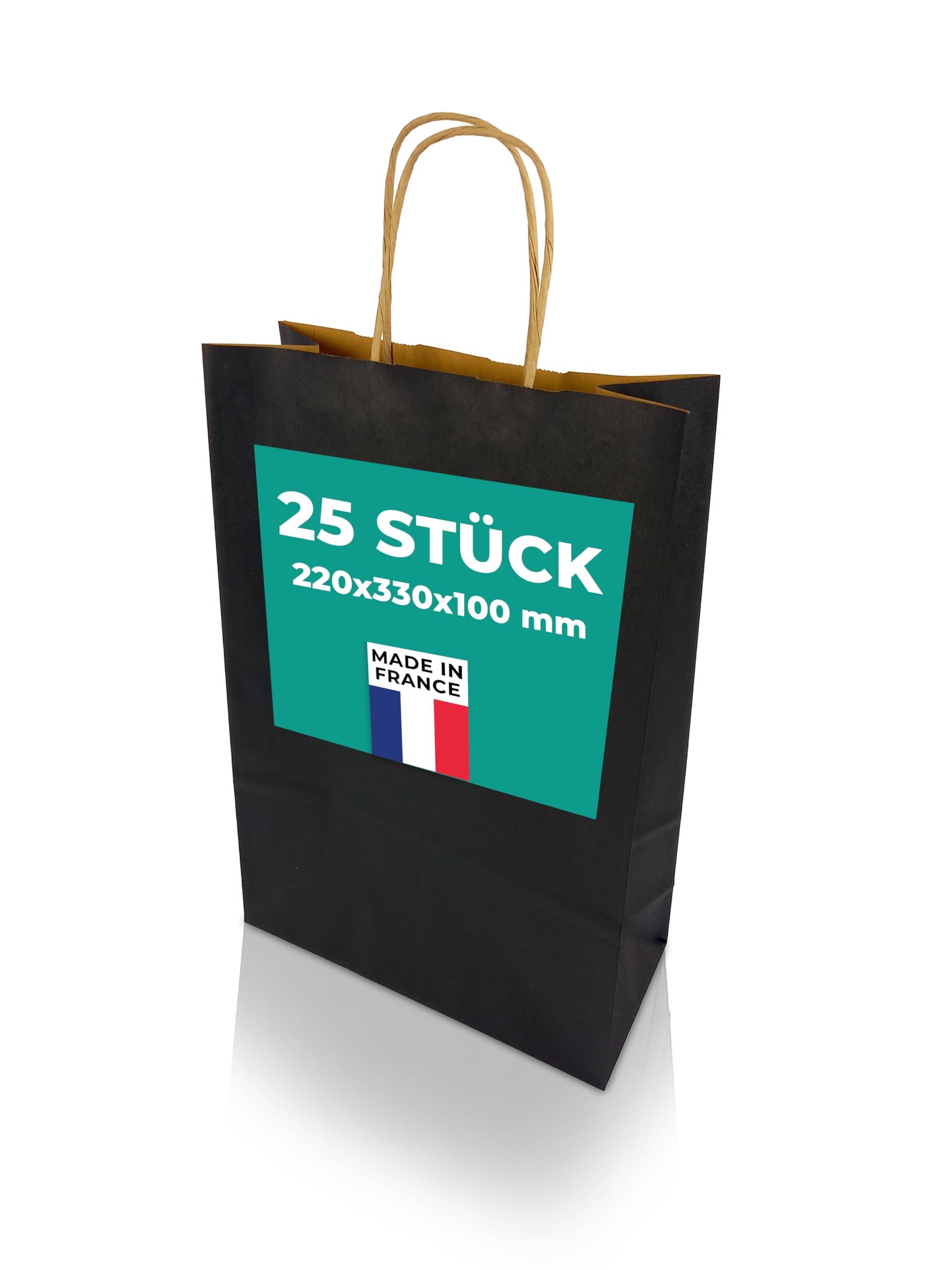 25 h-Green Recycled Paper Carrier Bags 220 x 330 x 100 Black