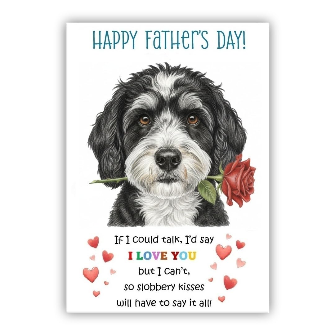 Father’s Day Card From the Dog. Adorable Fathers Day Pet Card. Many Breeds Available. (• Cockapoo black and white– Cockerpoo)