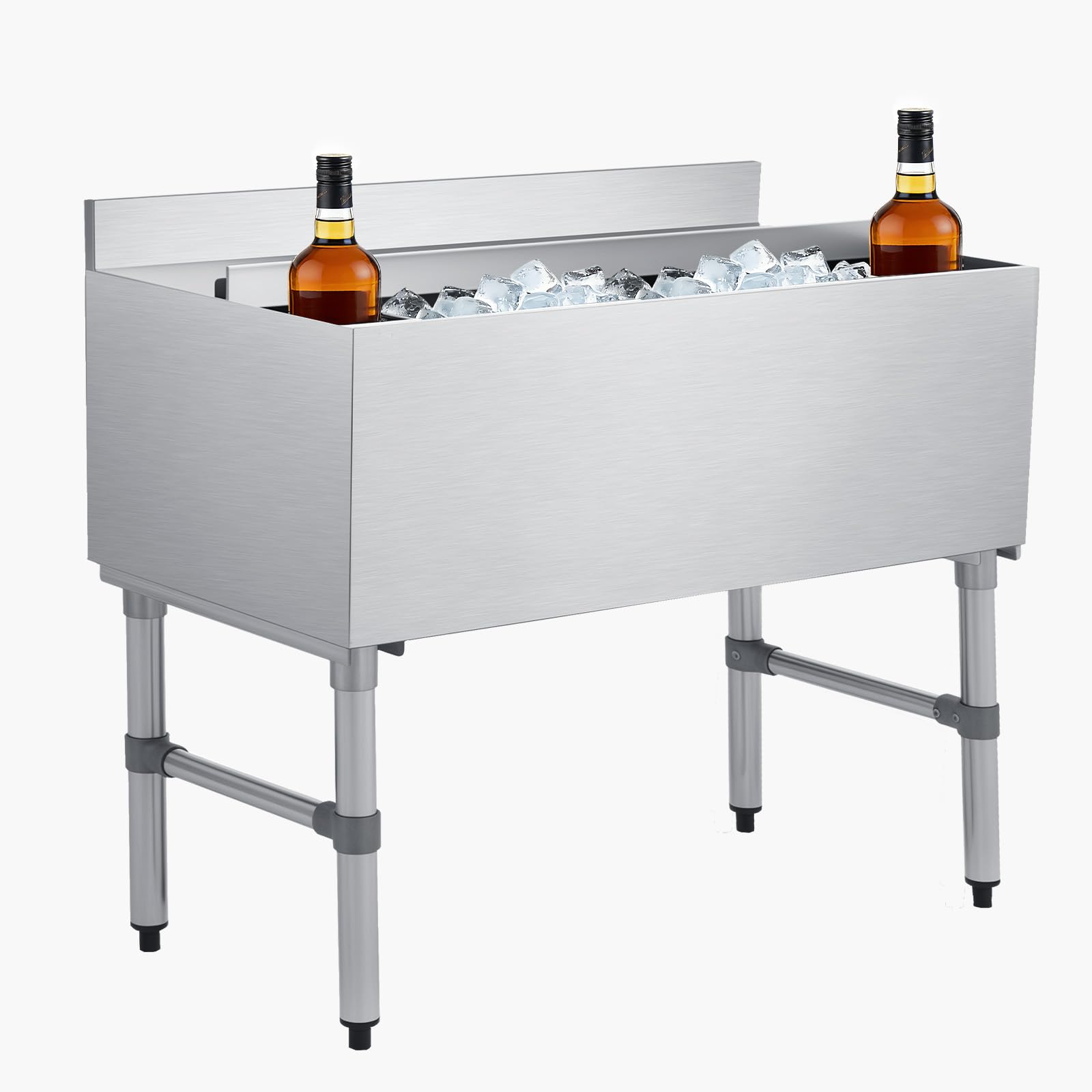 VEVOR Commercial Ice Bin,19 Inch Stainless Steel Ice Chest with Sliding Lid and Bottle Holders, Cooler Cart Cocktail Unit for Bar Restaurant Pub, NSF Certified