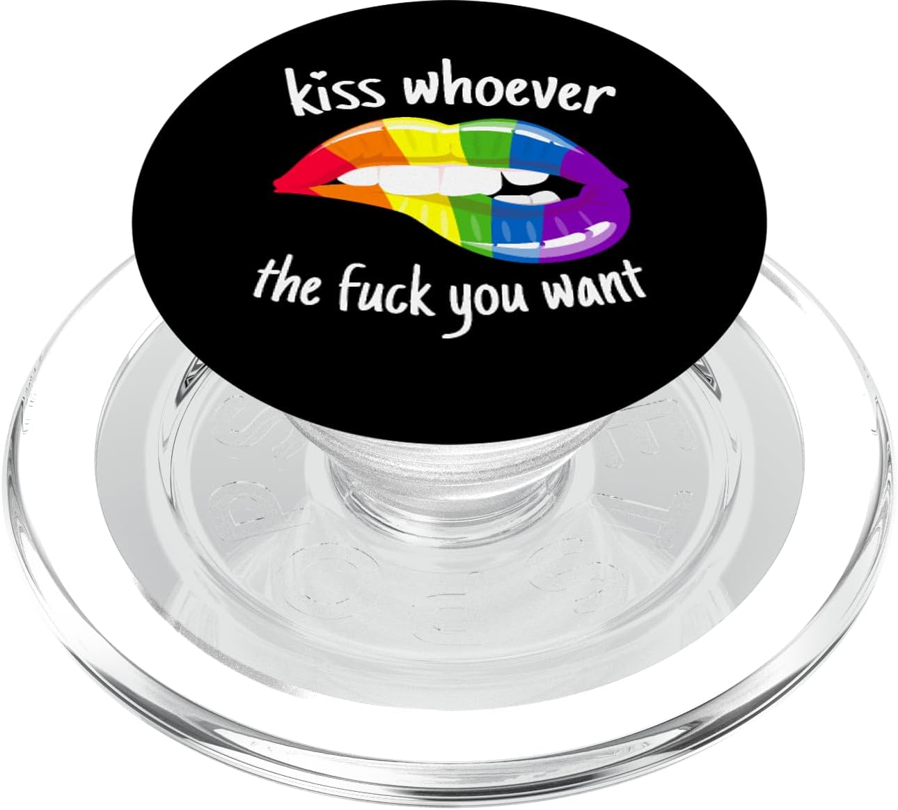 Kiss Whoever The F+++ You Want I LGBT Rainbow I Gay Pride PopSockets MagSafe PopGrip for iPhone