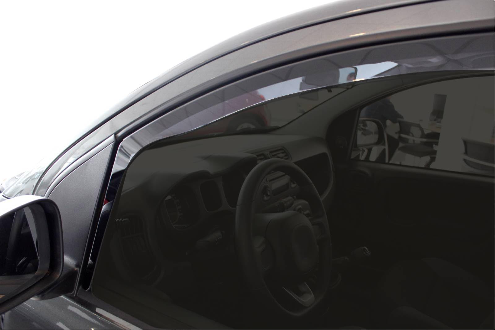 J&J AUTOMOTIVE Deflettori d'Aria per Fiat Panda 2012-2024, Set da 4 Pezzi, Nero Fumé Oscurato Heko