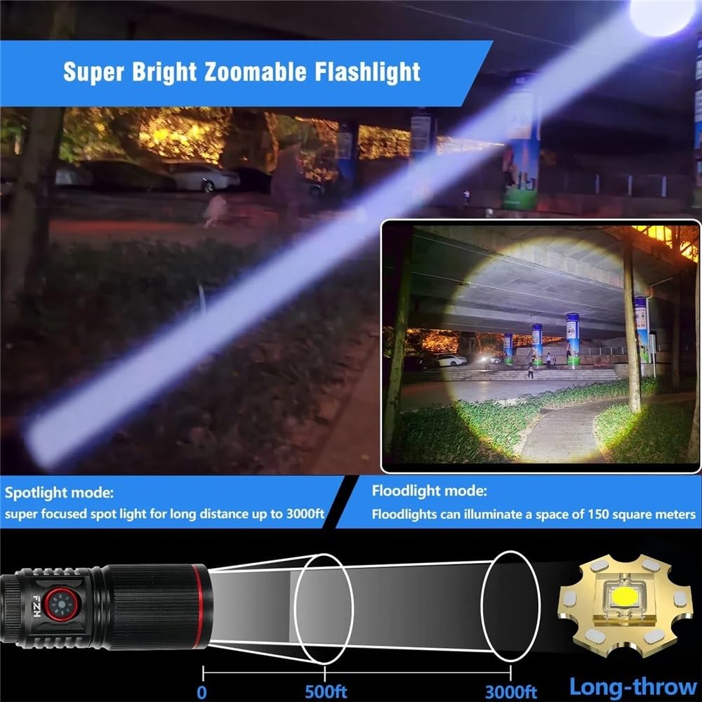 30W Zoom High LED Power latarka USB akumulatorowa latarka taktyczna lampa kempingowa Outdoor polowanie wędkarstwo oświetlenie spacerowe latarnia(No battery)