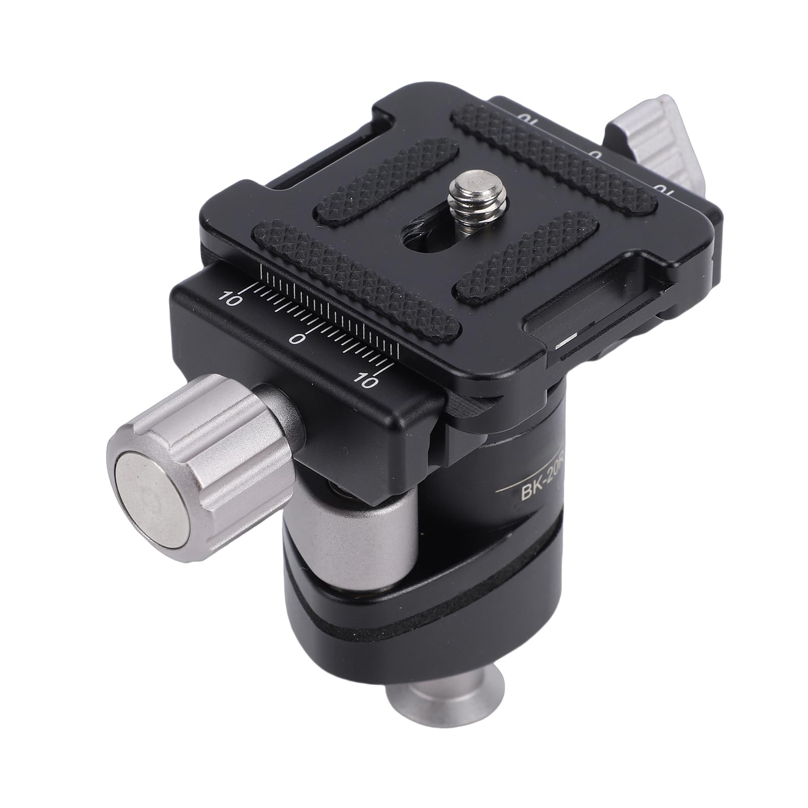 Testa a Sfera per Treppiede, Testa a Sfera in Lega di Alluminio da 20 Mm, Panoramica a 360 Gradi con Livella a Bolla e Piastra, Ideale per Fotocamere Mirrorless e Obiettivi Compatti