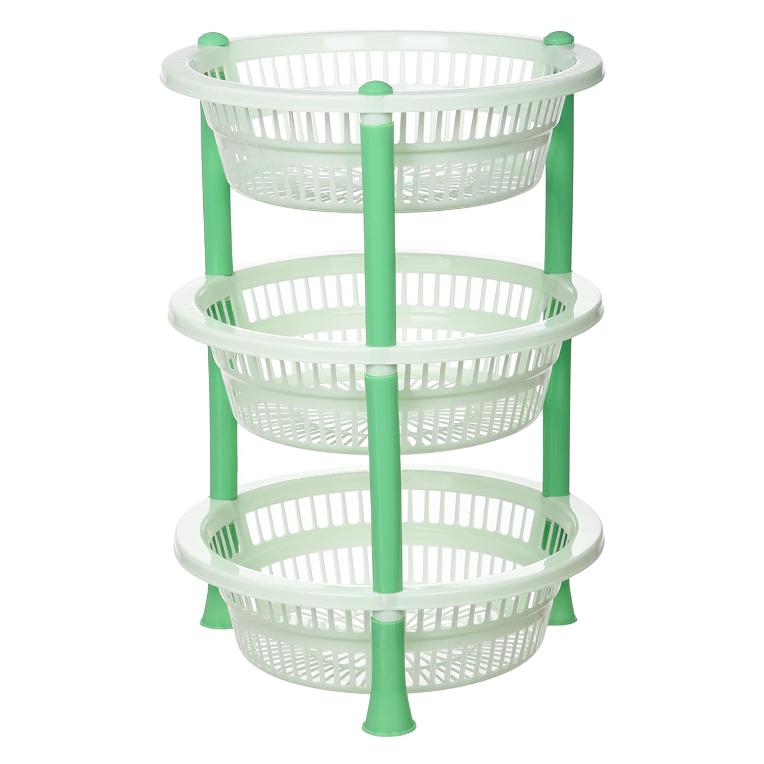 Kuber Industries Storage Basket | Plastic 3 Layer Square Storage Basket | Storage Rack for Kitchen | Multi-Layer Vegetable Rack | Fiesta Floor-Standing Rack | Green (B0BZ41GF3V) Amazon Price History, Amazon Price Tracker