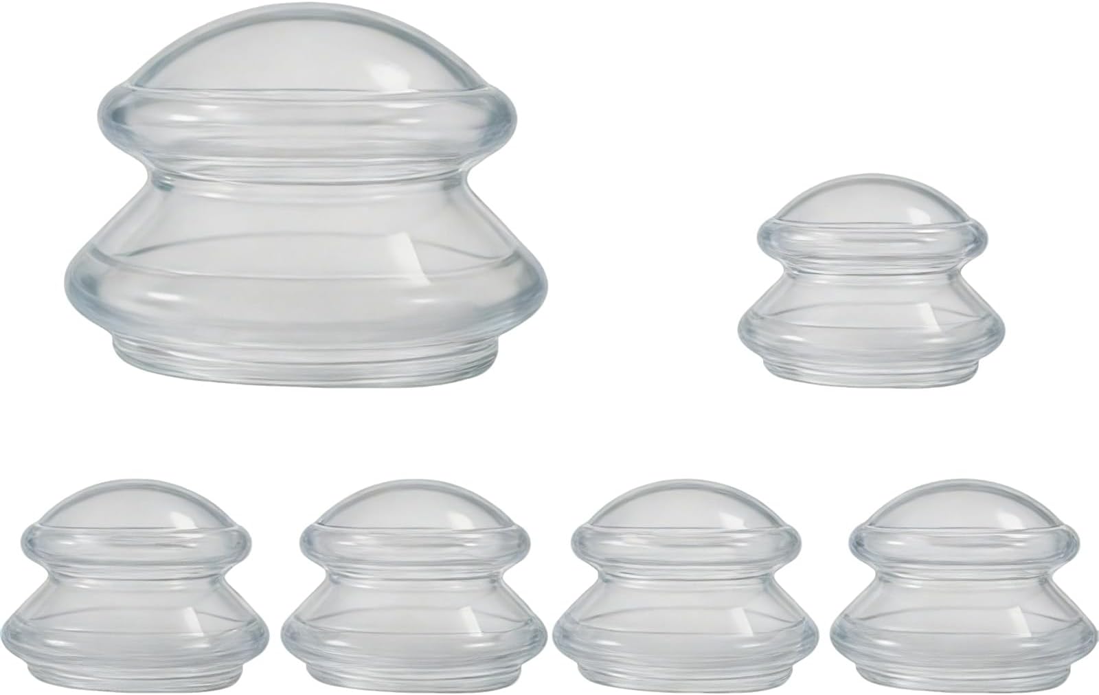 6-Cup Silicone Cupping Set - 3 Sizes Clear Professional Cupping Kit for Deep Muscle Massage, Body & Neck Comfort, Home Studio Use