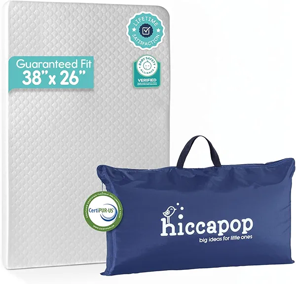 hiccapop Pack and Play Mattress Pad (38"x26"x1.5"), Playard Pad, Portable Crib Mattress, 1.5" Thick