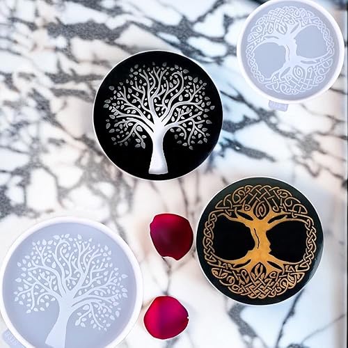 Miniatura 4 de 2 moldes de silicona para posavasos de árbol de la vida, molde de fundición de resina epoxi para posavasos de bebidas, tapetes, decoración del