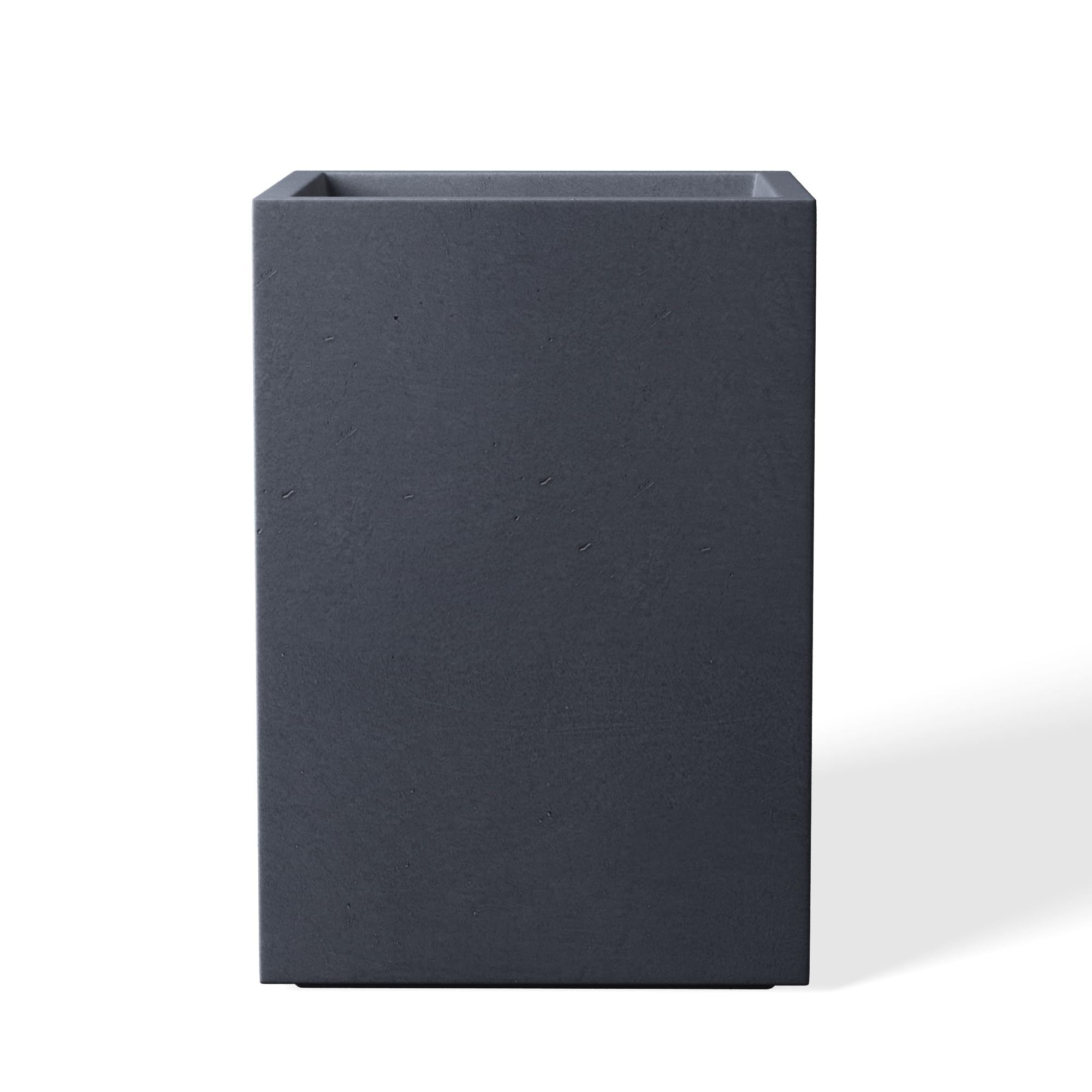 Kante 18.5" H Tall Rectangular Concrete Planters, Outdoor Indoor Lightweight Plant Pots with Drainage Hole and Rubber Plug, Modern Style for Home Garden Patio, Charcoal