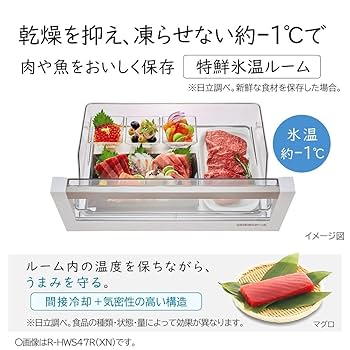 HITACHI R-HWS47R 冷蔵庫 2022年製 ホワイト HWSタイプ R-HWS47R ： 冷蔵庫 ： 日立の家電品