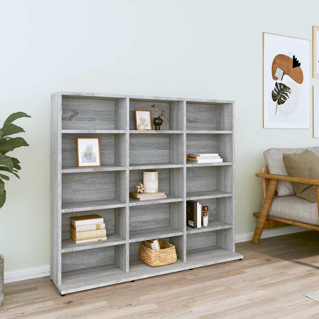 Regał na płyty CD Sonoma szary 100 x 23 x 89,5 cm materiał