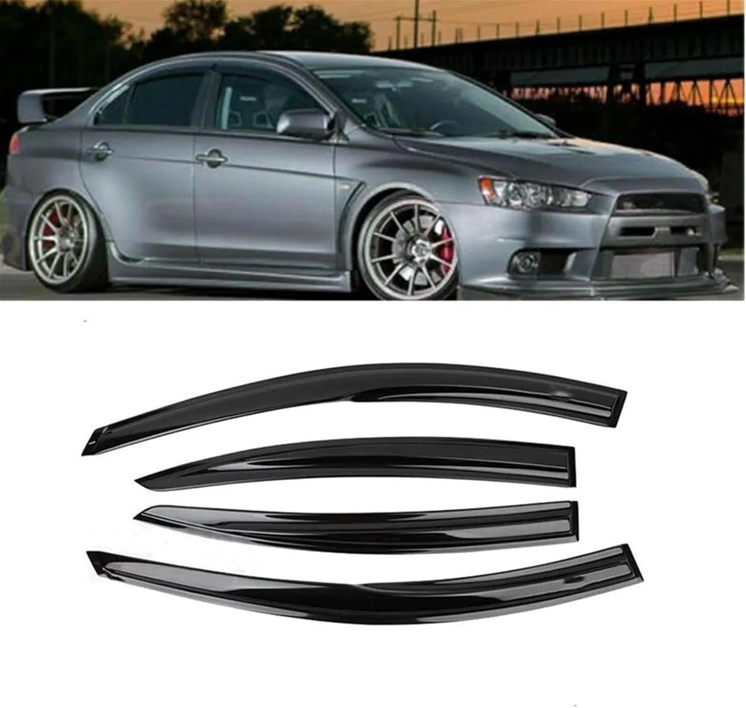 4Pcs Smoke Tint Car Window Deflectors for Mitsubishi Lancer EX 2008-2017