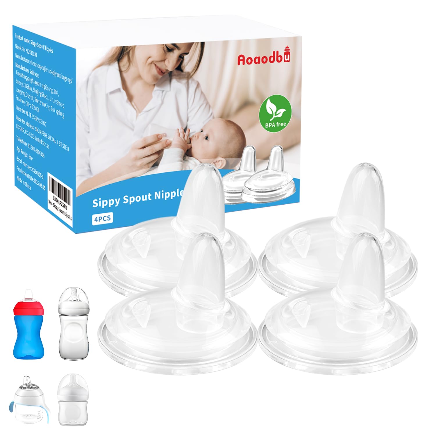 Sippy Spout Nipples for Philips Avent Natural Baby Bottles, My Grippy Spout Sippy Cup and Natural Trainer Sippy Cup, Replacement Bottle Nipple