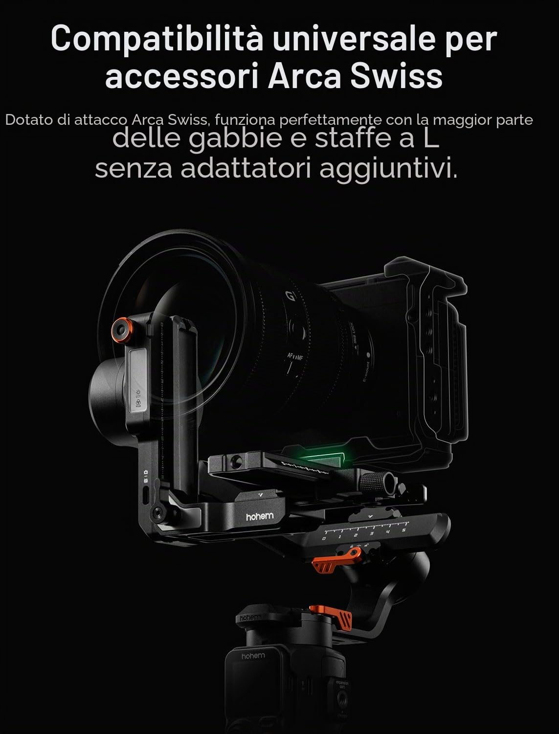 hohem iSteady MT3 PRO Stabilizzatore fotocamera per Canon Sony Panasonic Nikon Fujifilm GoPro Smartphone, Carico Utile di 5,51 LBS, Gimbal con tracciamento AI, Telecomando Rimovibile