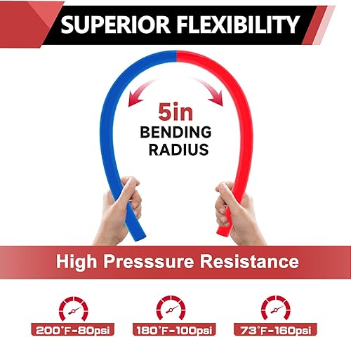 Miniatura 3 de EFIELD Pex-b Tubo  tubo certificado NSF azul y rojo 12 pulgada 2 x 100 pies (200 pies) de longitud, 100 abrazaderas de cincha de 12 pulgada,